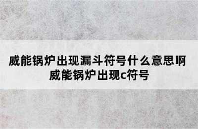 威能锅炉出现漏斗符号什么意思啊 威能锅炉出现c符号